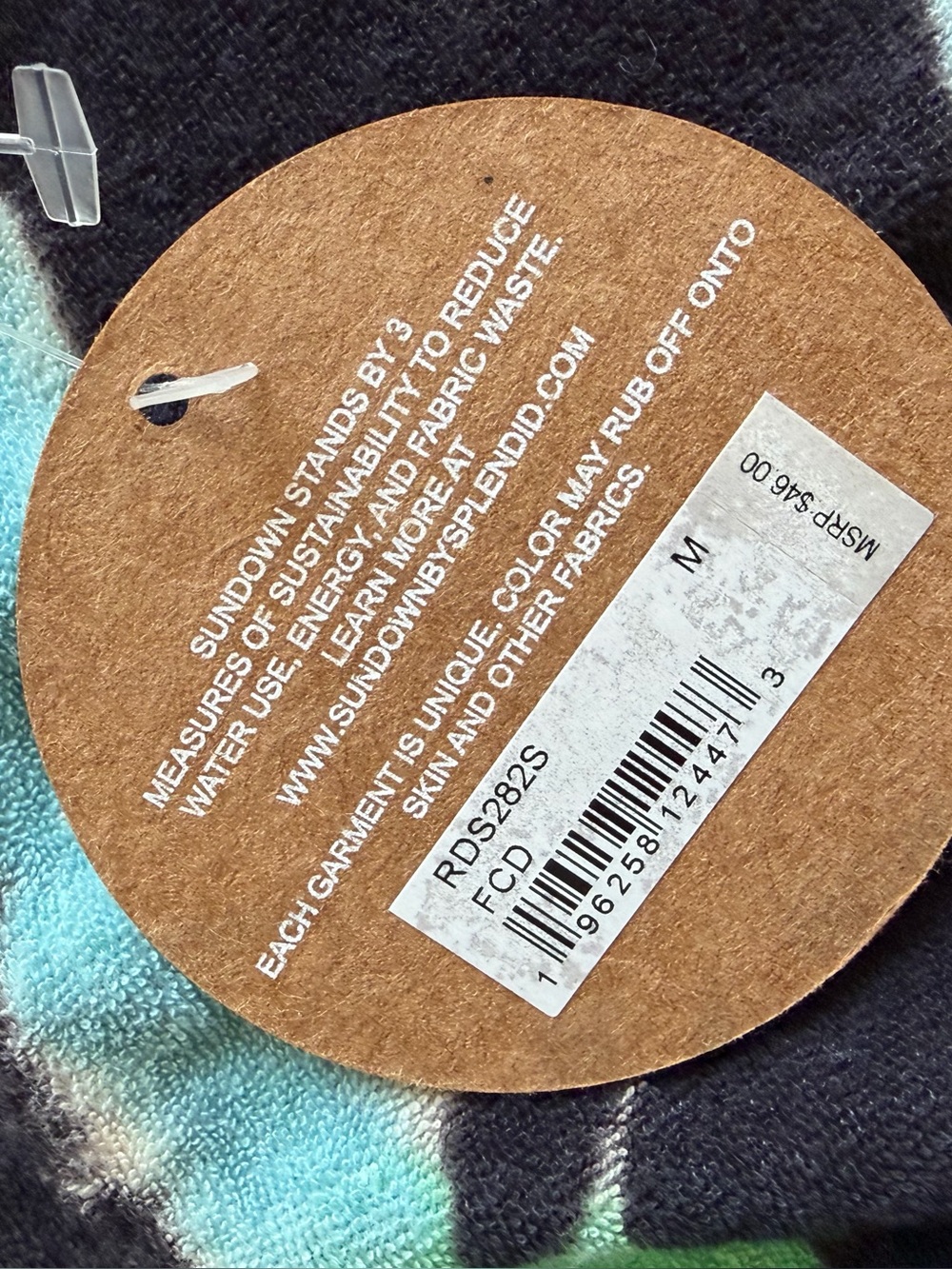 Sundown by Splendid Tie Dye Terrycloth Shorts Size Medium NWT Navy Blue Green - Picture 6 of 8